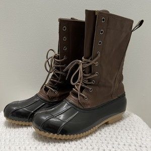 Womens Brown & Black High Top Lace Up Water Proof Wading Boots Size 7.5